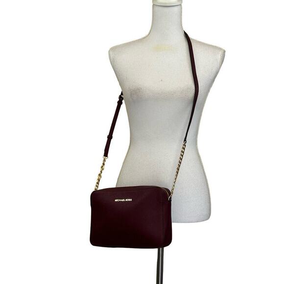 Michael Kors Jet Set Crossbody bag, Saffiano leather, maroon, chain strap - Picture 1 of 6